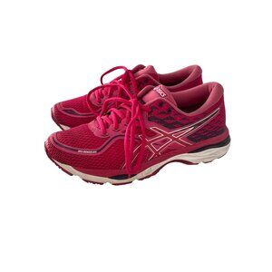 Asics Gel Cumulus 19 Lace Up Running Shoes Womens 7.5 Pink Black Athleisure Gym